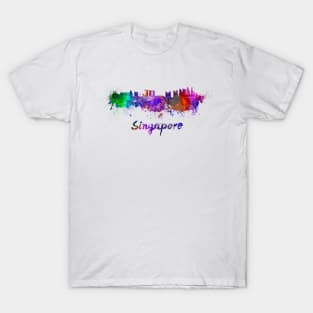 Singapore skyline in watercolor T-Shirt